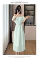 Real Shot Butterfly Love Girl Spring/Summer Gentle Off-Shoulder Short Sleeve Two-Way Dress in Mint Green