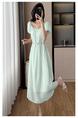 Real Shot Butterfly Love Girl Spring/Summer Gentle Off-Shoulder Short Sleeve Two-Way Dress in Mint Green