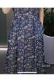 High-End Short Sleeve Dress Women's Summer 2025 New Fashion Temperament Youthful-Looking Covering Belly Thin Middle-Aged Mom - Navy Blue