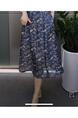 High-End Short Sleeve Dress Women's Summer 2025 New Fashion Temperament Youthful-Looking Covering Belly Thin Middle-Aged Mom - Navy Blue