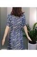 High-End Short Sleeve Dress Women's Summer 2025 New Fashion Temperament Youthful-Looking Covering Belly Thin Middle-Aged Mom - Navy Blue