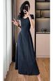 Original Design New Tall Waist-Tight Slimming Youthful-Looking Student Cotton Denim Dress - Summer in Dark Blue