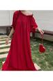 In Stock Real Shot Japanese and Korean Loose Slimming Patchwork Double Layer Ruffled Casual Simple Dress in Red