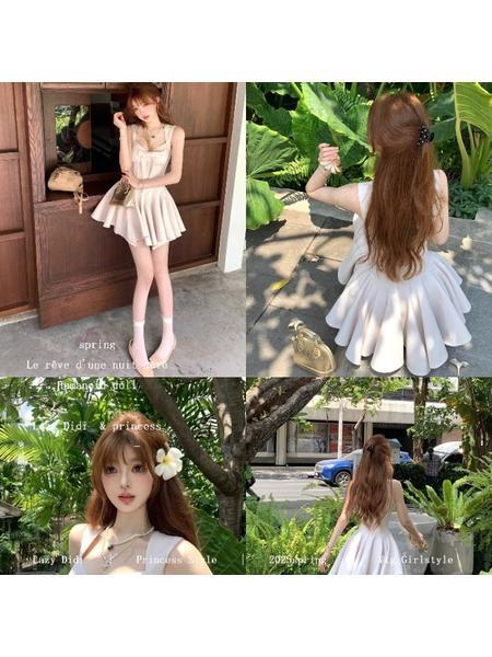 Light Beige Lazy Didi La Môme 4 M Skirt Hem Princess Dress Bow Gold Feeling Sleeveless Waist Dress