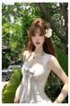 Light Beige Lazy Didi La Môme 4 M Skirt Hem Princess Dress Bow Gold Feeling Sleeveless Waist Dress