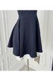 Chi Umbrella Umbrella 25 First Visit to Liubenmu Sailor Collar Wooden Ear Sleeveless Dress - Navy Blue
