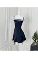 Chi Umbrella Umbrella 25 First Visit to Liubenmu Sailor Collar Wooden Ear Sleeveless Dress - Navy Blue
