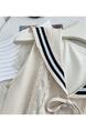 Chi Umbrella Umbrella 25 First Visit to Liubenmu Sailor Collar Wooden Ear Sleeveless Dress - Beige