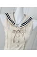 Chi Umbrella Umbrella 25 First Visit to Liubenmu Sailor Collar Wooden Ear Sleeveless Dress - Beige