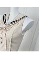 Chi Umbrella Umbrella 25 First Visit to Liubenmu Sailor Collar Wooden Ear Sleeveless Dress - Beige