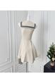 Chi Umbrella Umbrella 25 First Visit to Liubenmu Sailor Collar Wooden Ear Sleeveless Dress - Beige