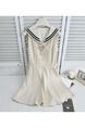 Chi Umbrella Umbrella 25 First Visit to Liubenmu Sailor Collar Wooden Ear Sleeveless Dress - Beige