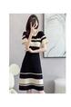 Plus Size Plump Girls 100.00kg Hepburn Style Ice Silk Dress Summer Thin V-neck Black Business Skirt Children Black Dress - Black
