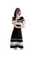 Plus Size Plump Girls 100.00kg Hepburn Style Ice Silk Dress Summer Thin V-neck Black Business Skirt Children Black Dress - Black