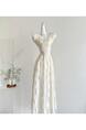 First Dream Pokemeng4/14 Lilac Jasmine Jacquard French Puff Sleeve Waist-Tight Dress Long Skirt A-Line Skirt - Ivory