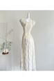 First Dream Pokemeng4/14 Lilac Jasmine Jacquard French Puff Sleeve Waist-Tight Dress Long Skirt A-Line Skirt - Ivory
