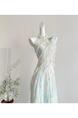 Ruixi Withers Jasmine Green 2.0 Summer Fairy Sweet Slimming Waist-Slimming Long Dress - PALE GREEN AND PASTEL