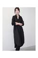 Loose and versatile solid color casual long sleeve shirt women's jacket straight bottoming shirt dress - Black