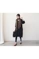 Loose and versatile solid color casual long sleeve shirt women's jacket straight bottoming shirt dress - Black