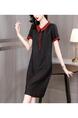 Silk Hangzhou High-End Dress Summer 2025 New Mulberry Silk Fashion Dress for Mom - Black with Red Collar