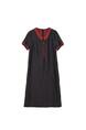 Silk Hangzhou High-End Dress Summer 2025 New Mulberry Silk Fashion Dress for Mom - Black with Red Collar