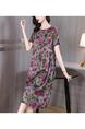 Elegant Figure Flattering Dress Summer 2025 New Silk Dress Women's Fashion Printed Mulberry Silk - Gray Floral