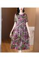 Elegant Figure Flattering Dress Summer 2025 New Silk Dress Women's Fashion Printed Mulberry Silk - Gray Floral