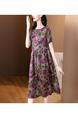 Elegant Figure Flattering Dress Summer 2025 New Silk Dress Women's Fashion Printed Mulberry Silk - Gray Floral
