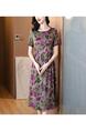 Elegant Figure Flattering Dress Summer 2025 New Silk Dress Women's Fashion Printed Mulberry Silk - Gray Floral