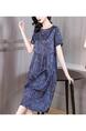 Xiangyun Yarn Mulberry Silk Dress Female 2025 Summer New Pearl Satin Plus Size Silk Dress - Blue Floral