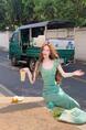 Mint Toffee Custom Dyed Satin Polka Dot Multi-Layer Lace Stringy Selvedge Waist Dress