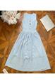 Take-out Oxygen Milk Blue Classic Style Sense Vest Sleeveless Vest Dress French Style Temperament Waist-Slimming Long Dress
