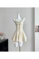 Lazy Didi La Môme 4 M Skirt Hem Princess Dress Bow Gold Feeling Sleeveless Waist Dress Cream