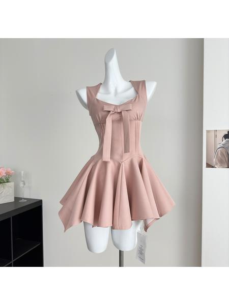 Lazy Didi La Môme 4 M Skirt Hem Princess Dress Bow Gold Feeling Sleeveless Waist Dress Blush Pink