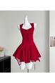 Lazy Didi La Môme 4 M Skirt Hem Princess Dress Bow Gold Feeling Sleeveless Waist Dress Red