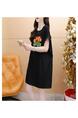 Official Picture Pure Cotton 21 Count 200g 2025 Summer Casual T-Shirt Dress Female Round Neck Waist Loose Dress in Black