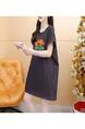 Official Picture Pure Cotton 21 Count 200g 2025 Summer Casual T-Shirt Dress Female Round Neck Waist Loose Dress in Black