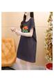 Official Picture Pure Cotton 21 Count 200g 2025 Summer Casual T-Shirt Dress Female Round Neck Waist Loose Dress in Dark Gray