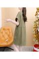 Official Picture Pure Cotton 21 Count 200g 2025 Summer Casual T-Shirt Dress Female Round Neck Waist Loose Dress in Olive Green