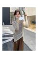 Irregular Mesh Woven Hollow out Tied Knitwear Women's Early Spring Korean Style Atmosphere Wear Loose Two-Piece Set in Cream and Brown