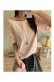 Real Shot Cost-Effective Solid Color Short-Sleeved T-shirt for Women Summer New Design Sense Simple All-Match Slimming Loose Top in Light Pink