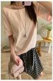 Real Shot Cost-Effective Solid Color Short-Sleeved T-shirt for Women Summer New Design Sense Simple All-Match Slimming Loose Top in Light Pink