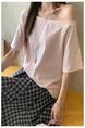 Real Shot Cost-Effective Solid Color Short-Sleeved T-shirt for Women Summer New Design Sense Simple All-Match Slimming Loose Top in Light Pink