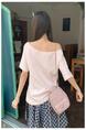 Real Shot Cost-Effective Solid Color Short-Sleeved T-shirt for Women Summer New Design Sense Simple All-Match Slimming Loose Top in Light Pink