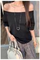 Real Shot Cost-Effective Solid Color Short-Sleeved T-shirt for Women Summer New Design Sense Simple All-Match Slimming Loose Top in Black