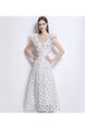 New Spot French Temperament Polka Dot Short-Sleeved Dress Female Summer New Style High-End Chic Beautiful Long Skirt in White with Black Dots