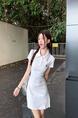 Real Shot Cost-Effective Preppy Style Polo Dress Women's Summer New Waist Slimming Temperament Leisure A-line Dress Long Skirt in White