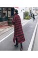 Cotton Navy Blue and Red Plaid Dress with Pockets on Both Sides