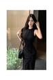 2025 Summer New Design Sense Temperament High Grade Black Modal Vest Dress Fake Two-Piece Sheath Hot Girl Dress