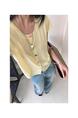 Korean Color Button Soft and Comfortable Round Neck Slim Short Sleeve Knitted Cardigan in Yellow Female 2025 Summer New Thin Short Top